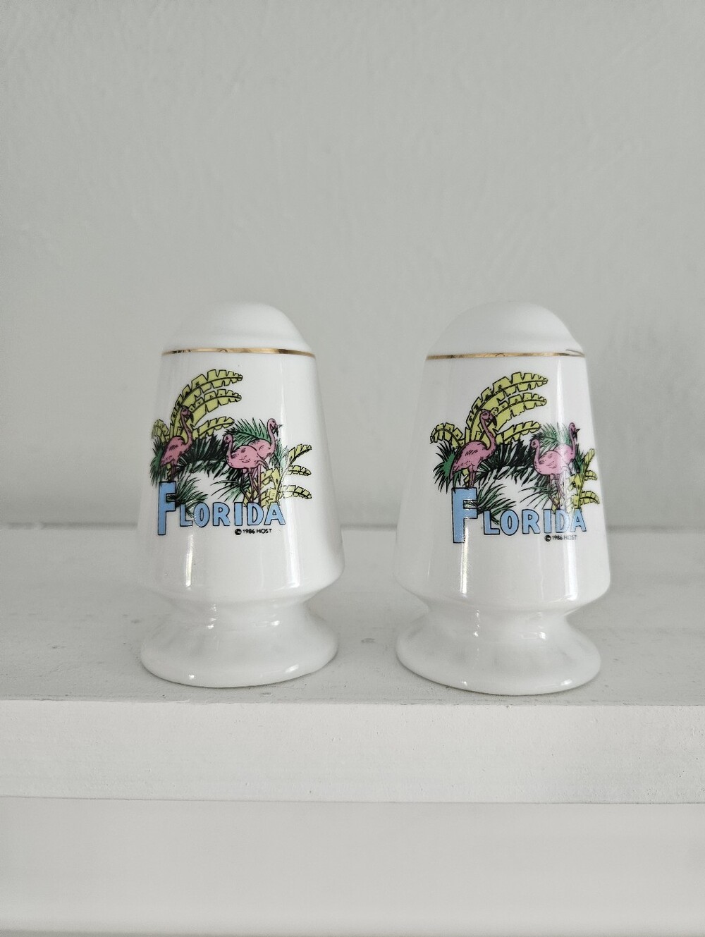 Vintage 1986 Florida Beach Club Ceramic Souvenir Salt And Pepper Shakers